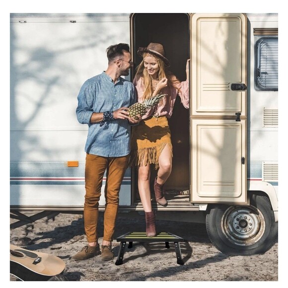 Adjustable Height Aluminum RV Step Stool Stable Foldable Platform Support 1k lbs - Picture 9 of 16